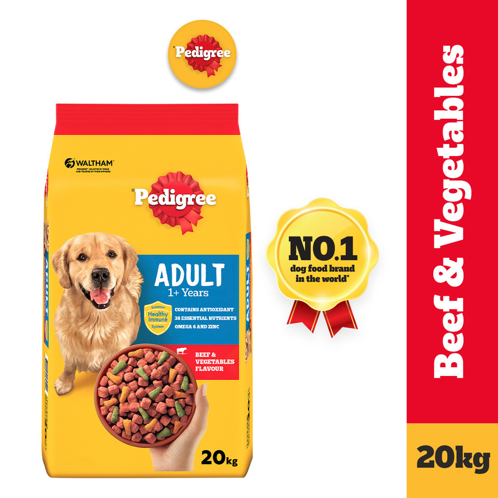 Pedigree Adult beef and vegetables dry dog food 20 kilogram bag